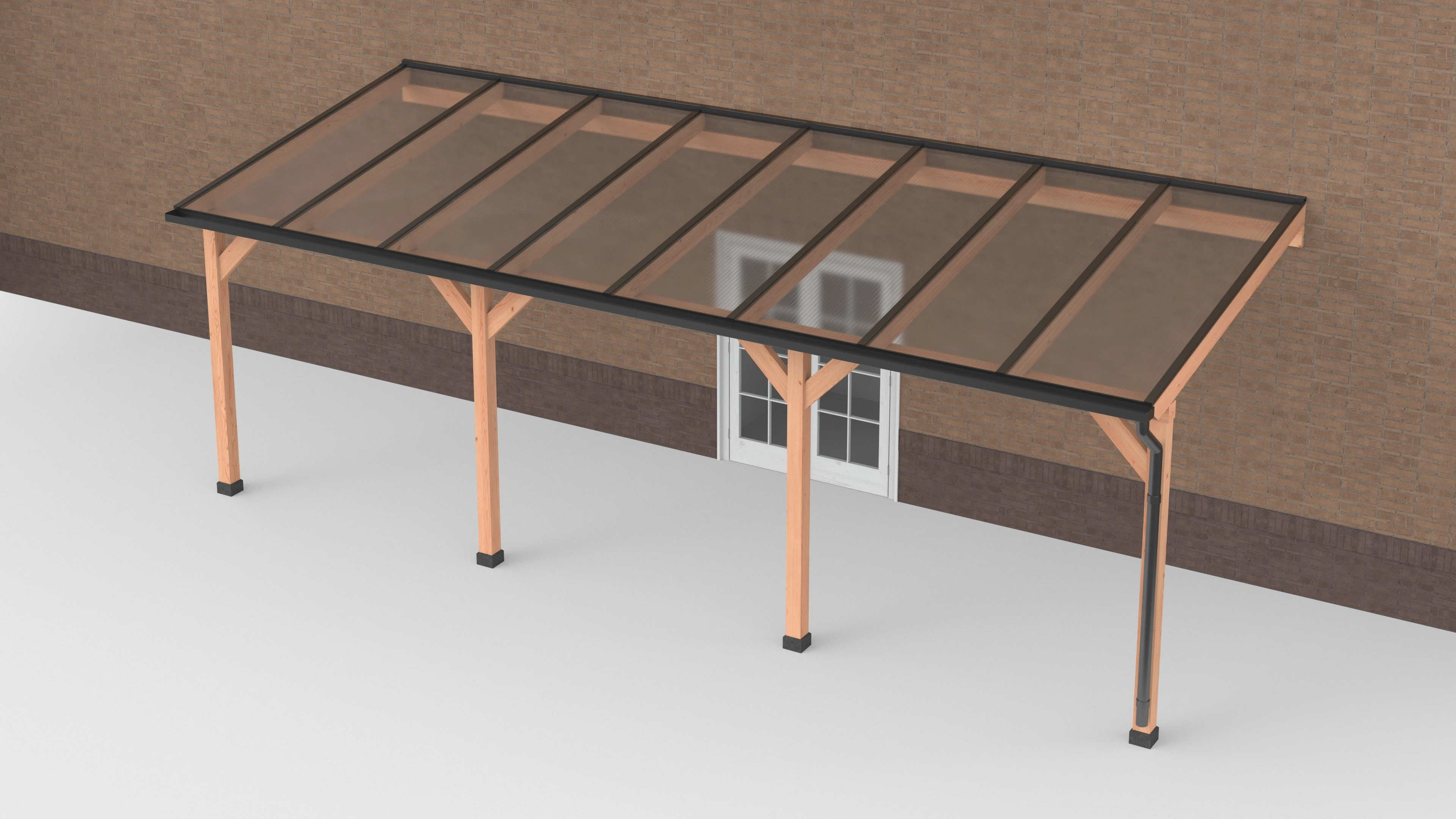 Douglas Overkapping Geschaafd Zwart 800 x 300 cm - Helder Polycarbonaat - Afbeelding 1